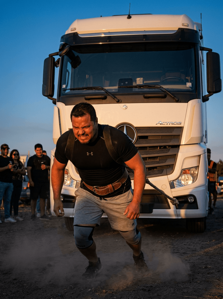 Roberto Ibacache en competencia de Strongman